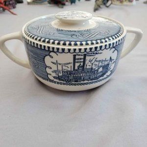 Beautiful Royal Blue and Ives Sugar Serving Bowl